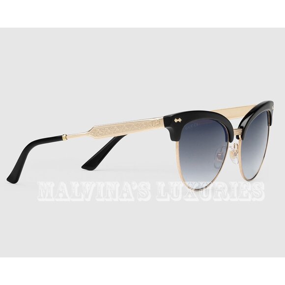 GUCCI SUNGLASSES BLACK GG 4283/S ANW9O CAT EYE GOLD METAL CURRENT - Picture 4 of 10